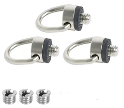 6pcs SSteel D Ring Screw Hinged Holder Camera Fixing Screw 1/4''-20 Thread Quick Release Wrist Strap Sling with 1/4 to 3/8