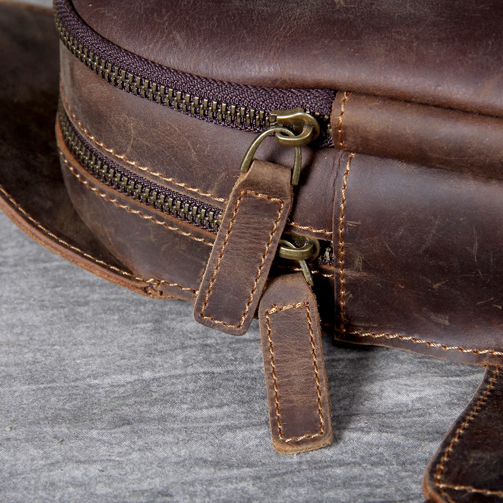 S.WORKER Brusttasche aus Vollnarbenleder für Herren, Umhängetasche aus echtem Leder für Herren, Vintage Retro Freizeittasche – Detail 14
