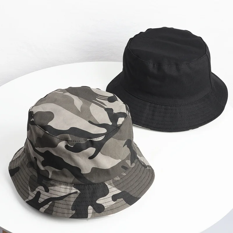 Outdoor Unisex Reversible Camo Digital Style Cotton Bucket Hats for Men Women Shade Soft Hip Hop Panama Fisherman Caps F205