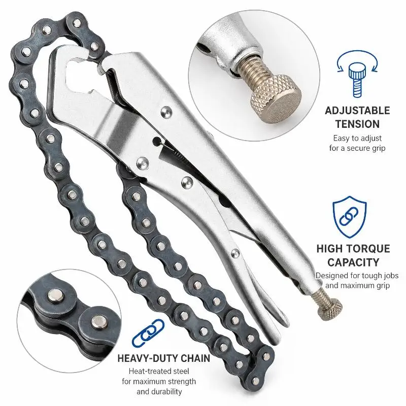 【CC】18 Inch Heavy Duty Chain Locking Pliers Carbon Steel Chain Clamp Gripping Tool For Irregular Pipe Workpiece Repair