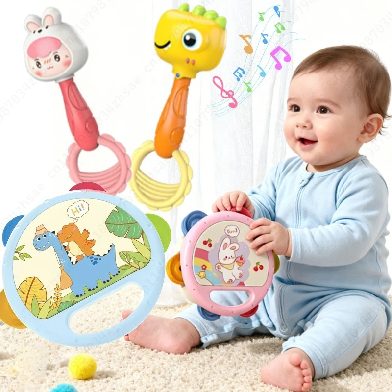 Jouets pour bébés de 18 mois, Instruments de musique, hochet à tambour de musique Montessori, jeu éducatif précoce pour enfants, 2/1 pièces, pour garçons et filles
