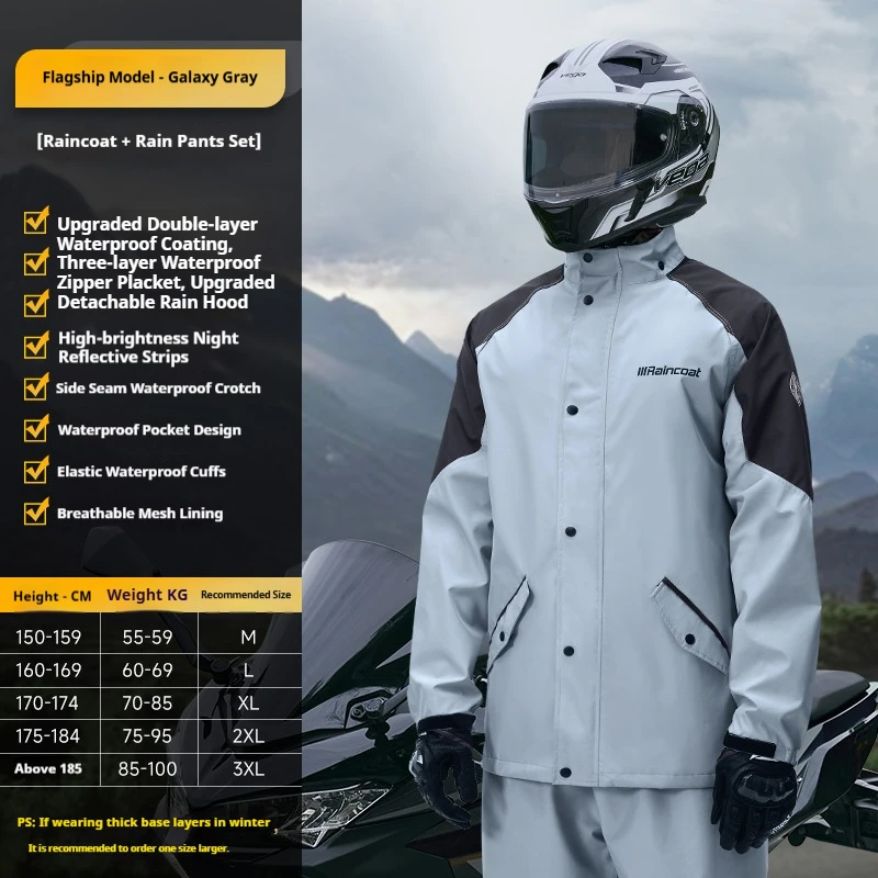 Ensemble imperméable pour motard, veste et pantalon de pluie épais pour livreur, spécial moto.