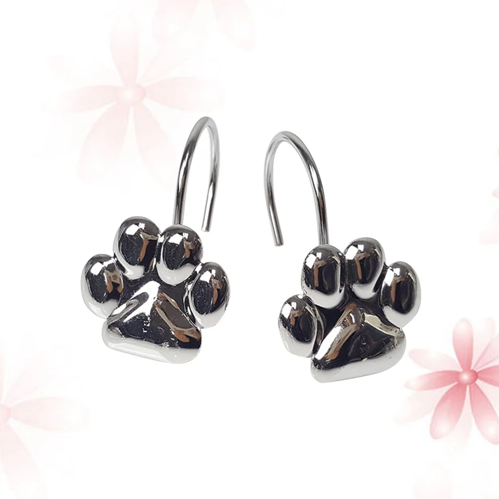 

24Pcs Bear Claw Shape Metal Curtain Hooks Chrome Plated Decorative Shower Rings Anti-Rust for Bathroom Bedroom Living Room