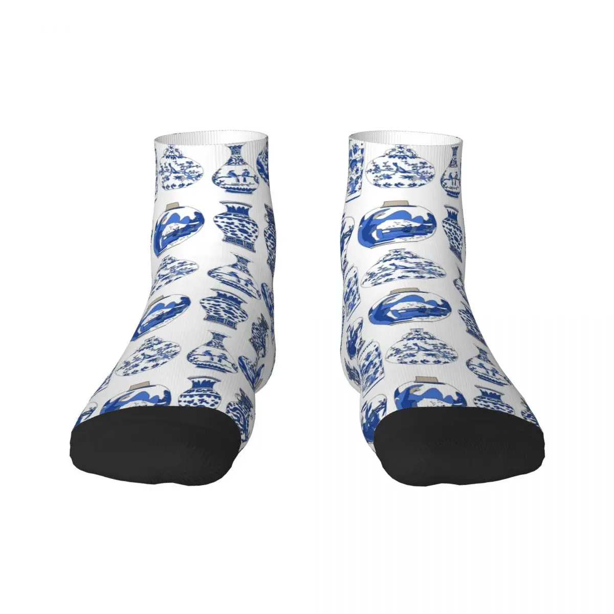 Blue Oriental Vases Dress Socks Men's Women's Warm Fashion Novelty Chinoiserie Porcelain Crew Socks