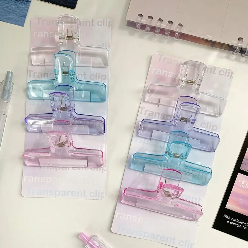 Acrylic 2pcs Student Stationery Dovetail Clamp Test Paper Binding Clips Memo Clip Paperclips Page Holder Fixing Clips