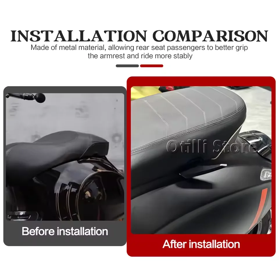 

Motorcycle Black Tail Armrest CNC Aluminum Rear Armrest Handrail Grab Bar FOR VESPA GTS Super GTV 300 Primavera Sprint 150