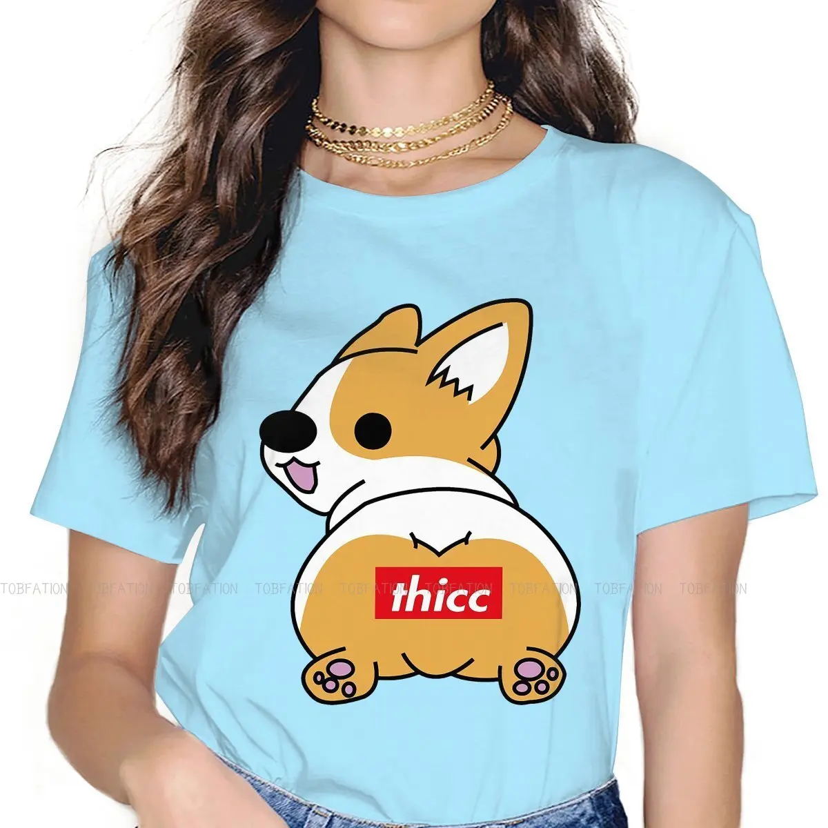 Thicc Buttocks Hip Hop TShirt  Corgi Short Legs Dog Streetwear 4XL T Shirt Girl Tee Special Gift Clothes