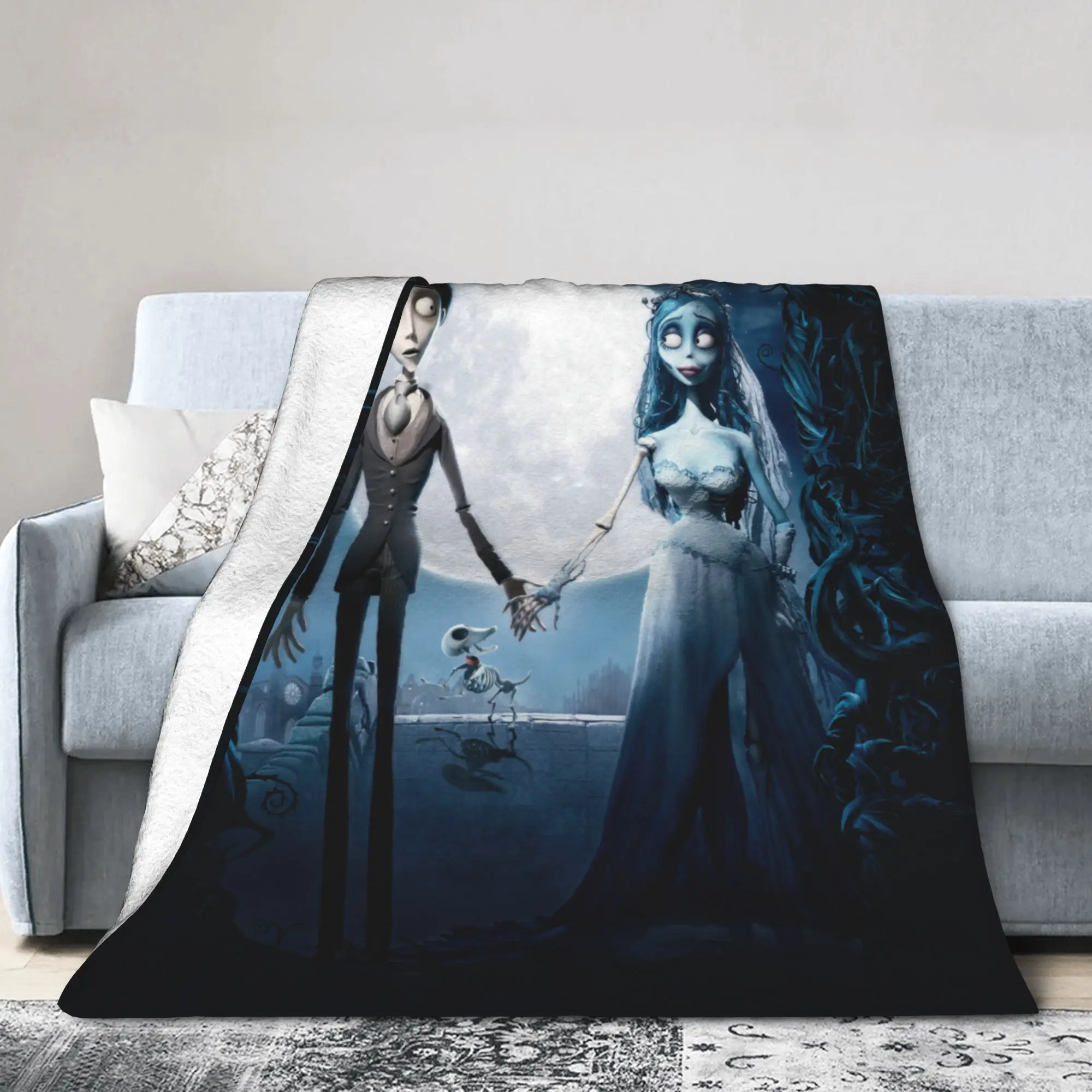 جثة العروس إميلي وفيكتور بطانية الفانيلا كل موسم متعددة الوظائف سوبر الدافئة رمي بطانية للمنزل سيارة المفارش #3