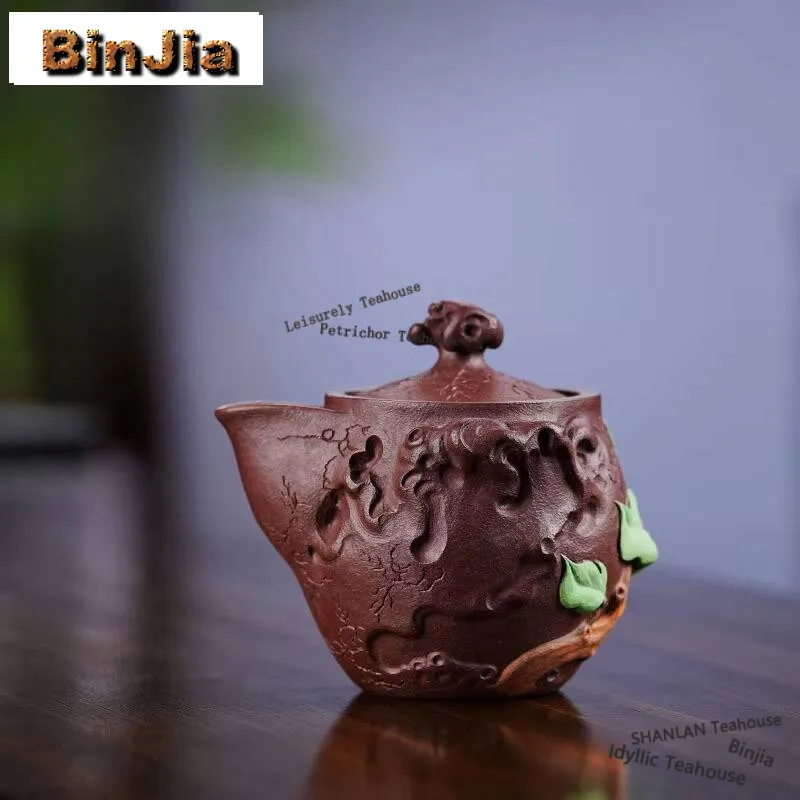160ml Yixing Purple Clay Teapots Famous Master Handmade Ruyi Pot Raw Ore Purple Mud Kettle With Strainer Zisha Teaset Collection