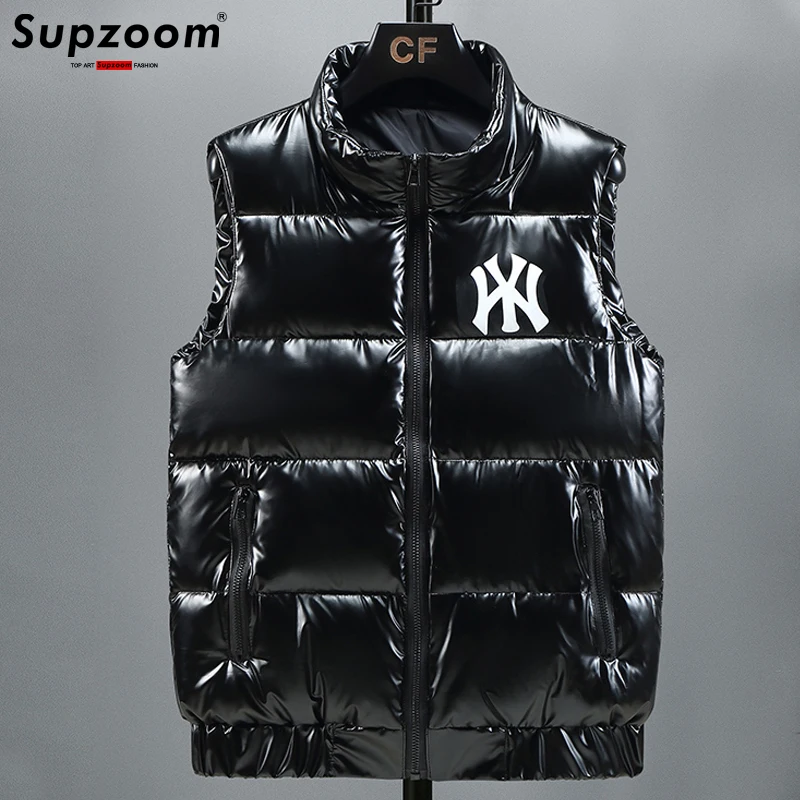 Supzoom 2022 Top Fashion New Arrival Casual Letters Print Leather Stand Collar Cotton Autumn And Winter Warm Thickened Vest