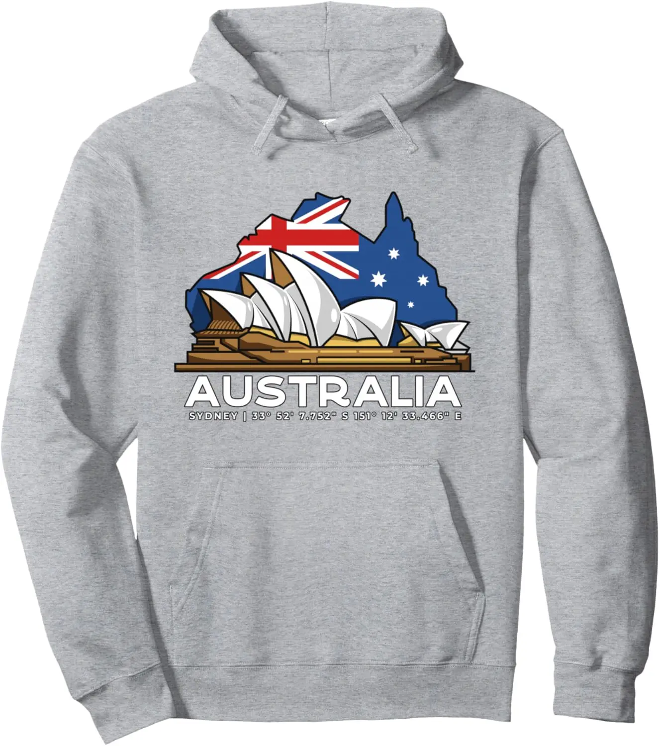

Australia Sydney GPS Coordinates Opera House Pullover Hoodie Custom Printed Graphic Hoodie Long Sleeve Men's Coat