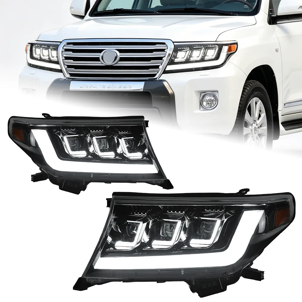 AKD Car Model For Toyota Land Cruiser 2008-2015 LED DRL Dynamic Signal High And Low Beam Day Running Light DRL Light Auto Lamps