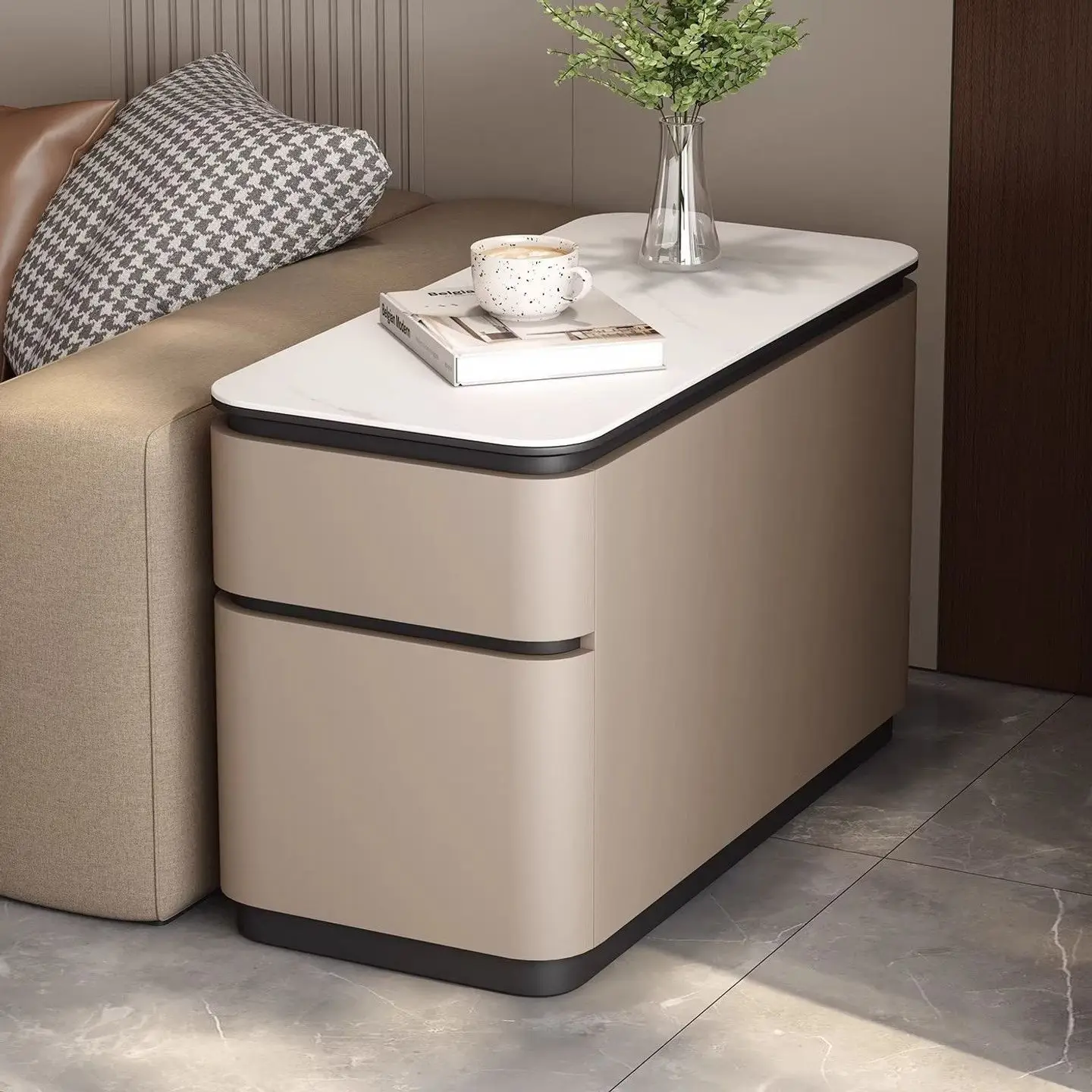 All solid wood sofa edge pole living room home side cabinet