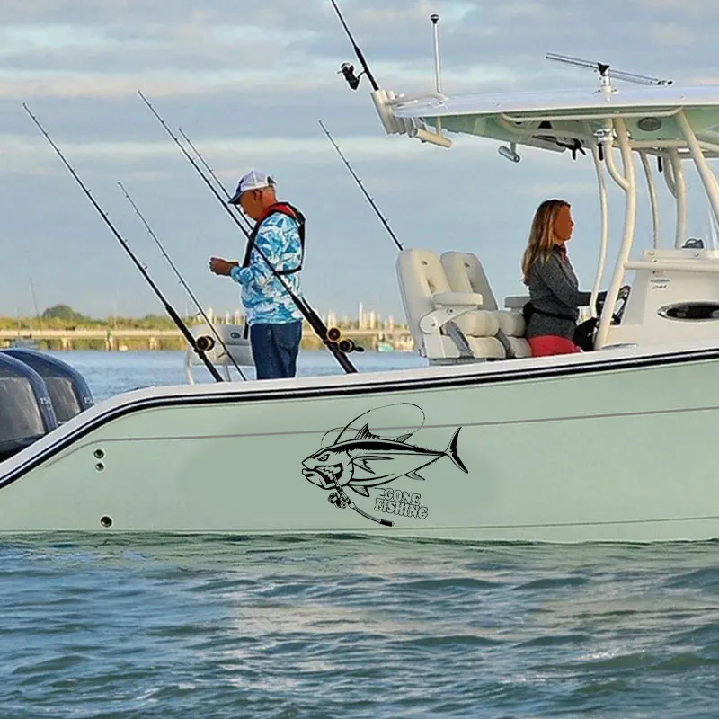 Gone Fishing Store Tuna Fishing Rod Spinning Man Cave Decor Stickers Fishing Boat Decals Fisherman Gift Removable Wallpaper AC23