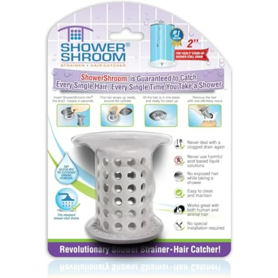 

the Revolutionary 2" Stand-Up Shower Stall Drain Protector Hair Catcher/Strainer,,1 Count Pack of 1