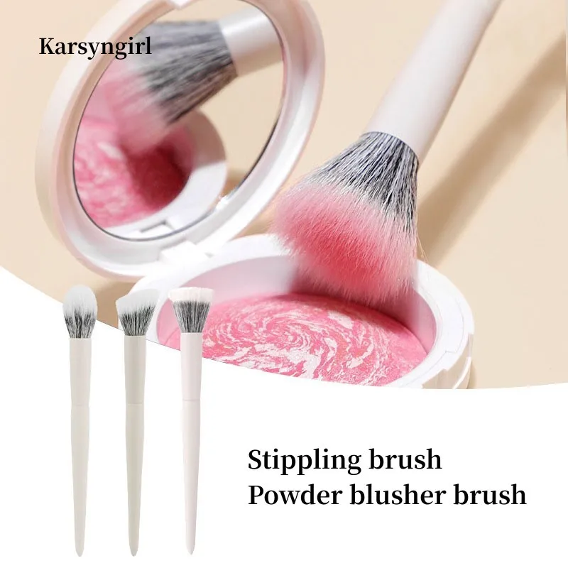 Karsyngirl 2/3Pcs High-quality Double Layer Goat Hair Powder Blusher Brush Fluffy Highlight Stippling Blush Makeup Brushes