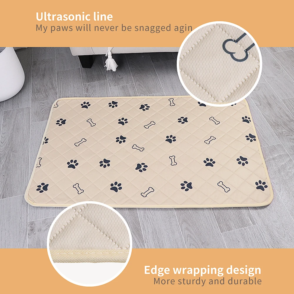 Washable Pet Pee Pads, Great Absorption Reusable Puppy Pee Pads, Non-Slip Dog Urine Pads With Claws And Bones Printing Dog Mats