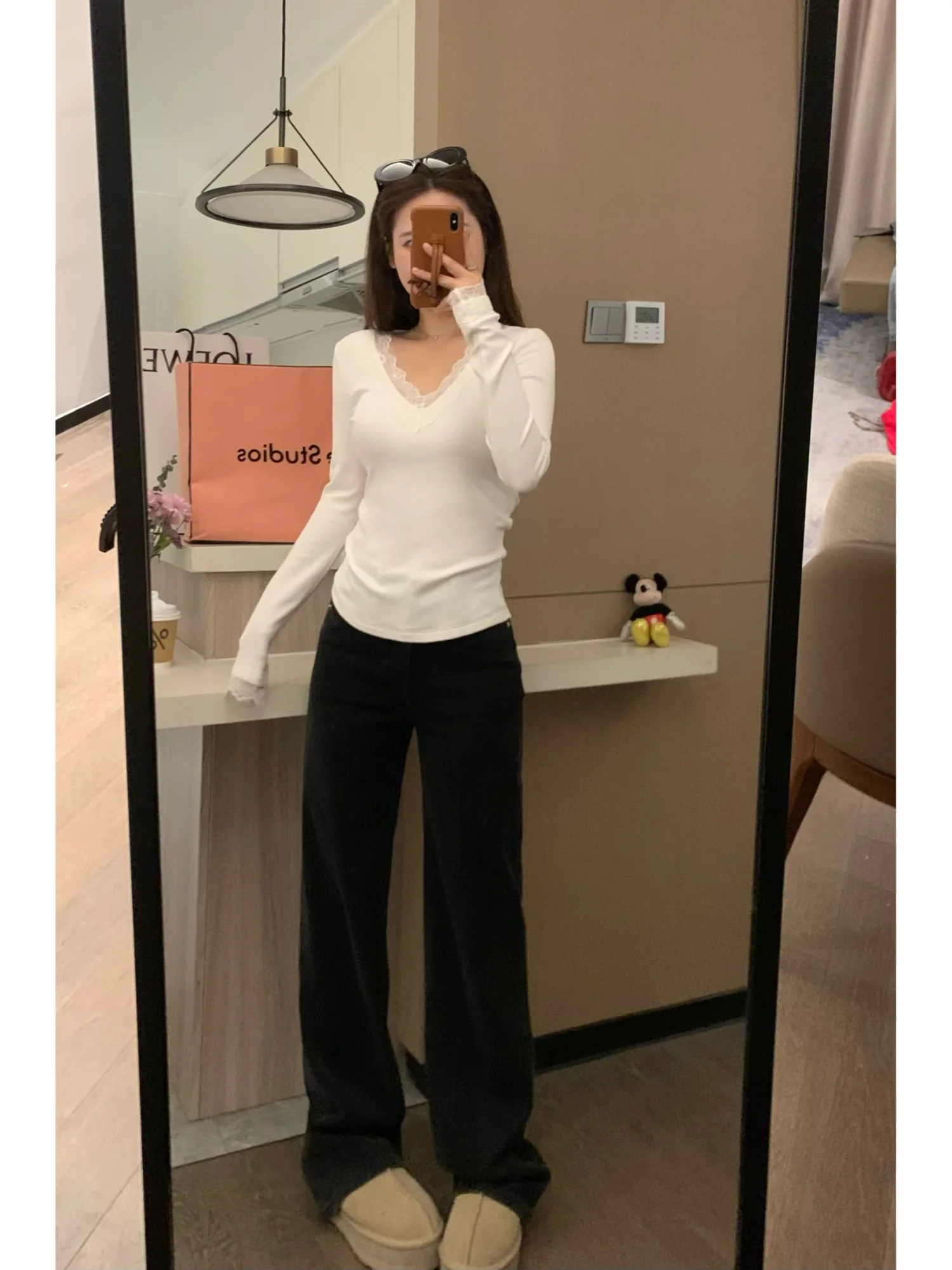 

Vasse Superb Bla Cow узкие прямые повседневные корейские джинсы с высокой талией для похудения универсальные длинные брюки хлопковые эластичные джинсовые брюки