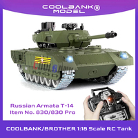 COOLBANK 1/18 2.4G RC Tank Russian Armata T-14 Remote Control Main Battle Tank Model WWII Tank RC Military Vehicle Model For Boy