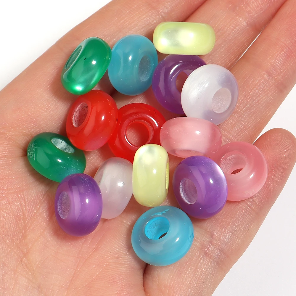 50 Stück/Lot bunte, glänzende Harz-Katzenaugenperlen mit großem Loch, lose Spacer-Perlen für die Schmuckherstellung, DIY-Halsketten, Armbänder, Zubehör – Detail 4