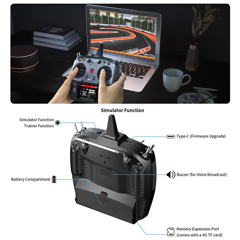 RadioLink T12D T16D Remote Control with Receiver Supports ELRS High-Frequency Head for UAV FPV Remote Car Robot Virtual Games