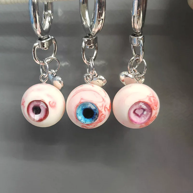 Gothic Demon Heart Eye Pendant Necklaces Resin Couple Keychain Pendant Halloween Backpack Decor Charms Jewelry Gifts