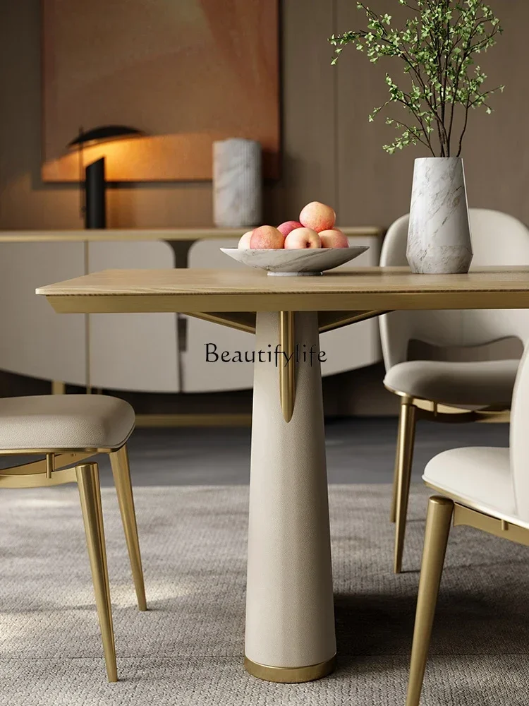 FG17Selenson Light Luxury Ash Rectangular Dining Table Italian South American Walnut Dining Table