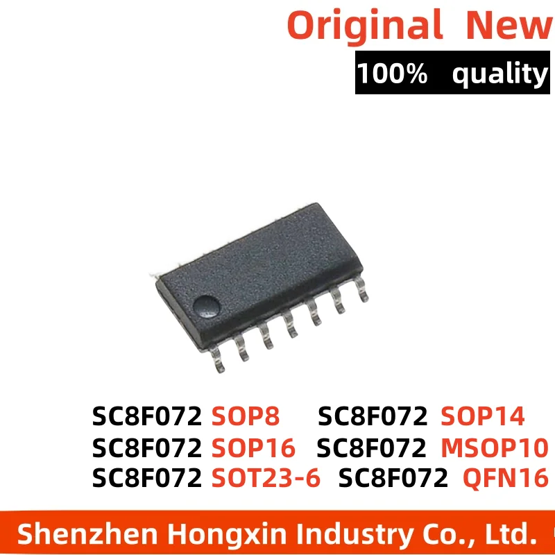 10 peças SC8F072 SOP8/14/16 MSOP10 Memória Flash aprimorada CMOS 2K de 8 bits com chip AD E-Square