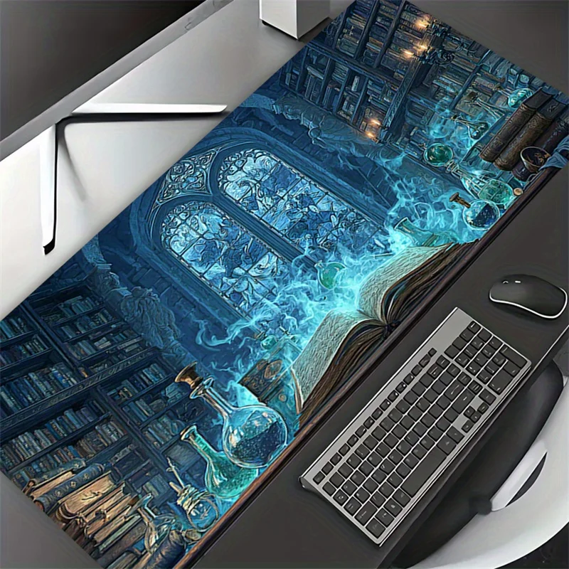 Mysterious Magic Book and Potion Bottle Pattern Mouse Pad, Gaming Mouse Pad, Laptop Keyboard Mat, XXL Keyboard Mouse Pads