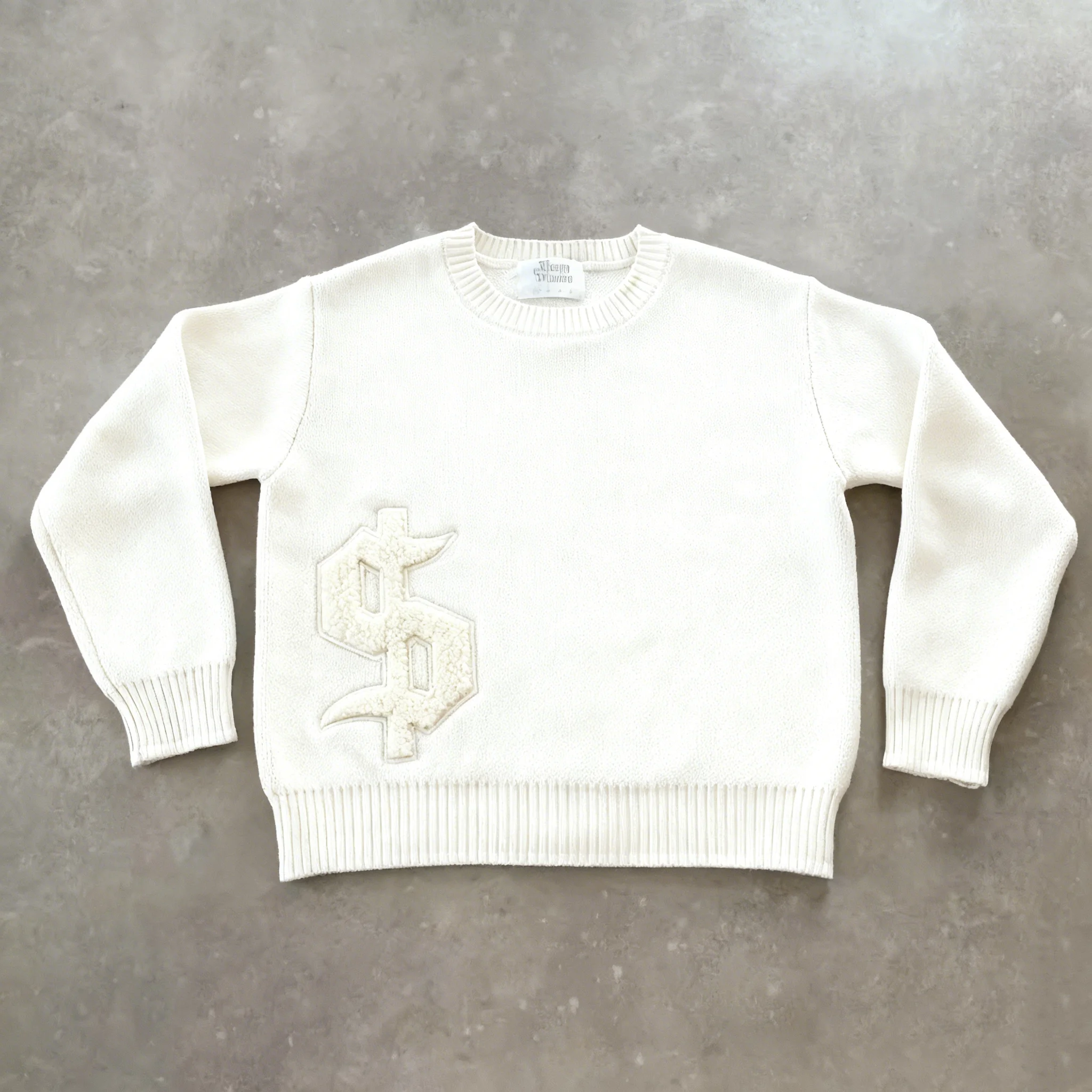 

Y2K белый свитер с длинными рукавами долларовый готический пуловер с вышивкой в готическом стиле ретро повседневная уличная одежда старые деньги мужская трикотажная одежда