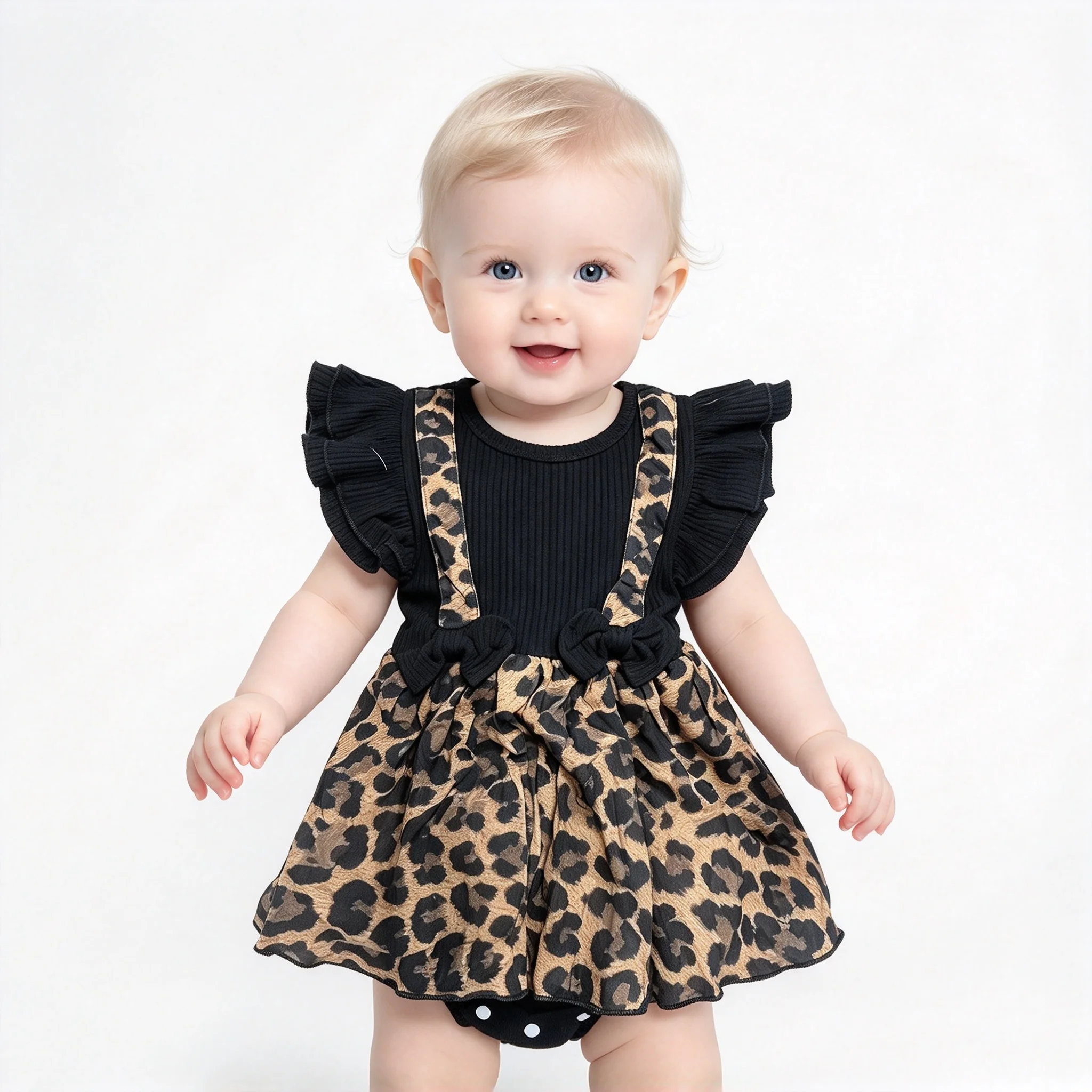 Summer  Baby Girls Sleeveless Leopard Jumpsuits Romper +headband 2pcs Newborn Girls Clothing