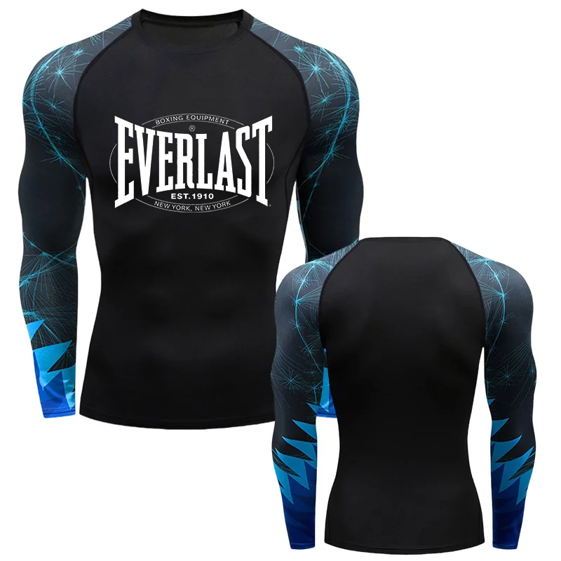 EVERLAST BOXING New Men's Running Compression T-Shirt Short Sleeve Gym Workout Shirts Jogging Sportswear Sweatshirts Printed
