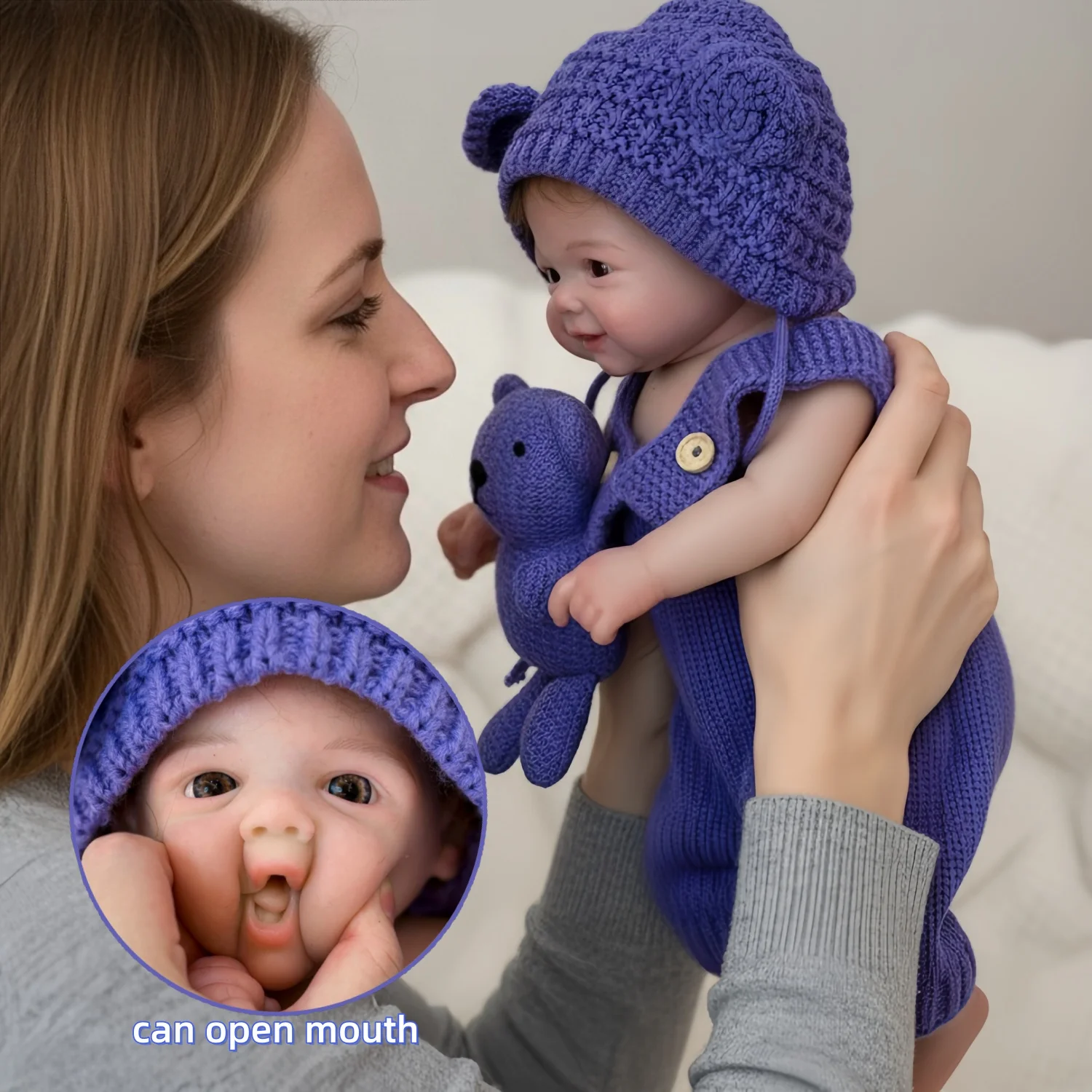 

Silicone Reborn Girl 18inch Waterproof Open Mouth Vivienne With Rooted Hair Realistic Newborn Boneca Reborn Corpo De Silicone