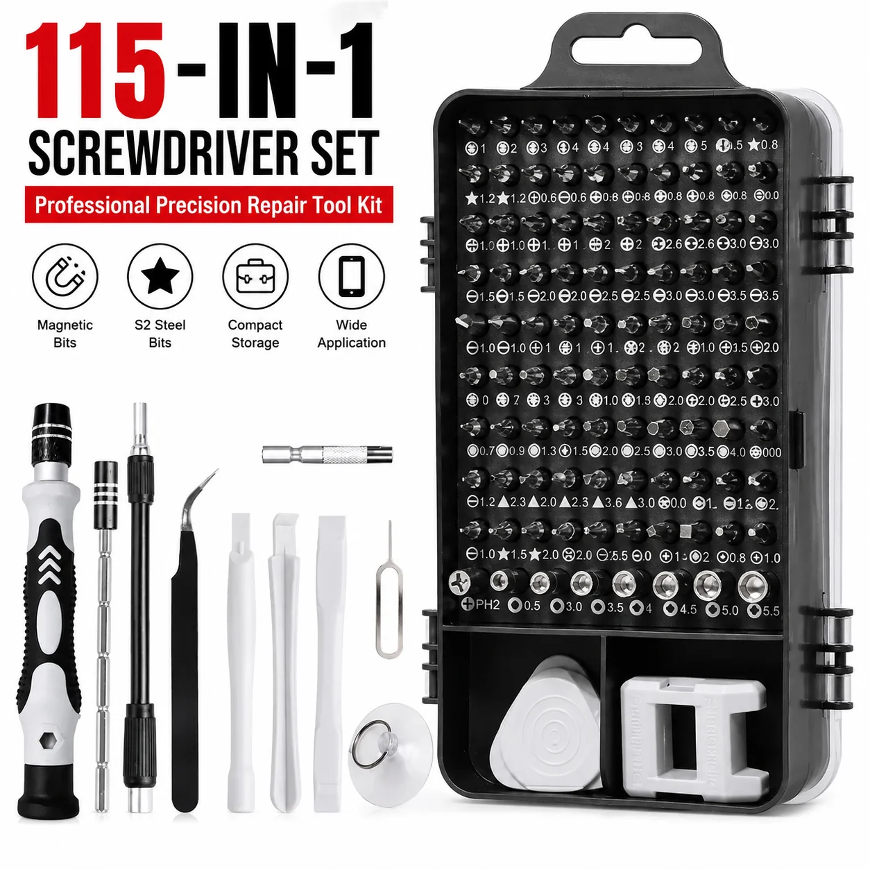Diy Electronics Repair Kit - 115-in-1 precisie schroevendraaierset, magnetische reparatieset voor