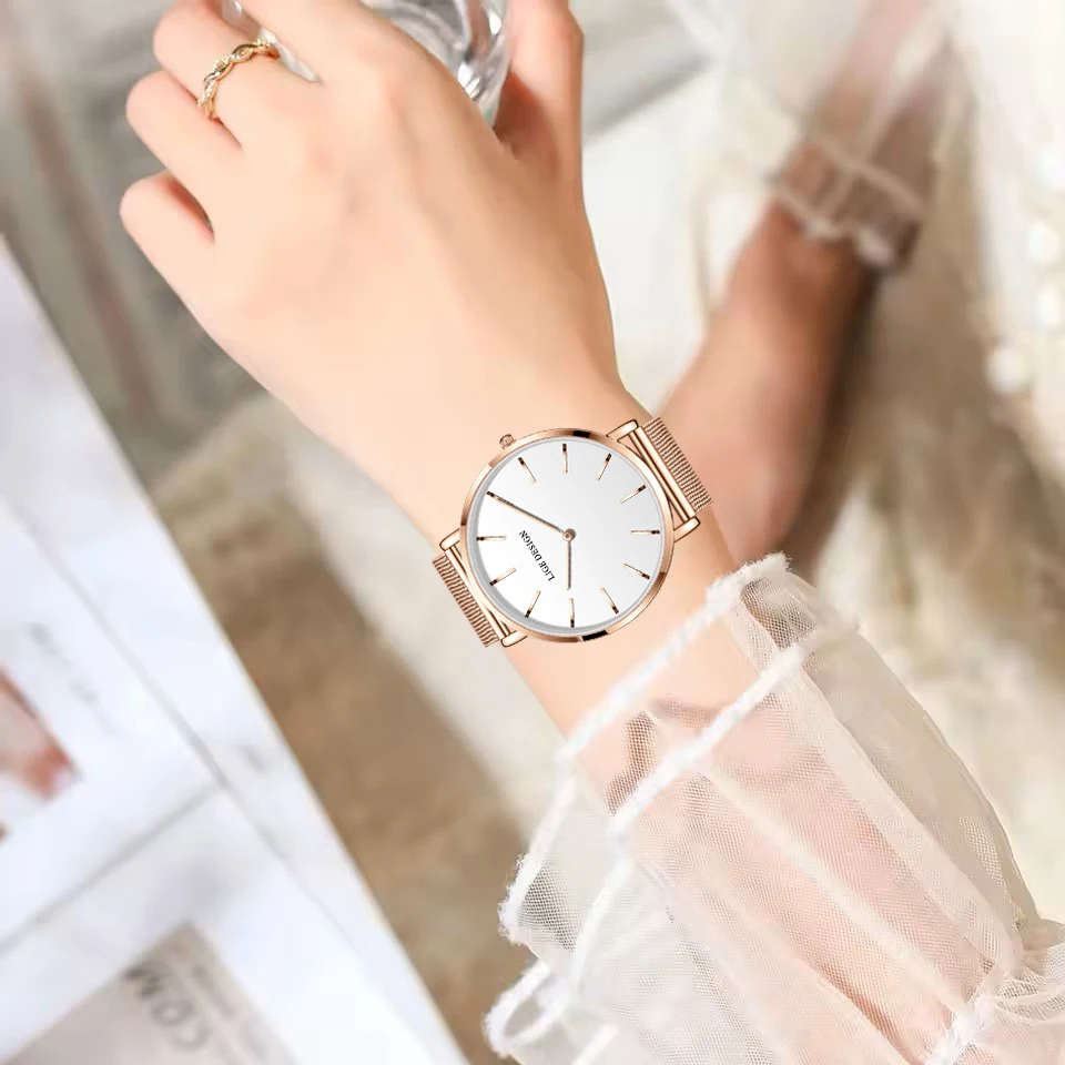 LIGE Original Quartz Watch for Women Fashion Elegant Ladies Watches Stainless Steel Waterproof Women's Wristwatch Reloj Mujer