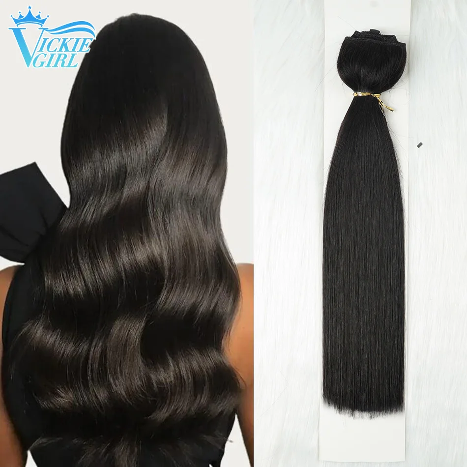 

Fish Line Human Hair Extension Wire Natural Hair OnePiece Invisible Wire Hair Weft with 4 Clips Machine Made Natural Hair