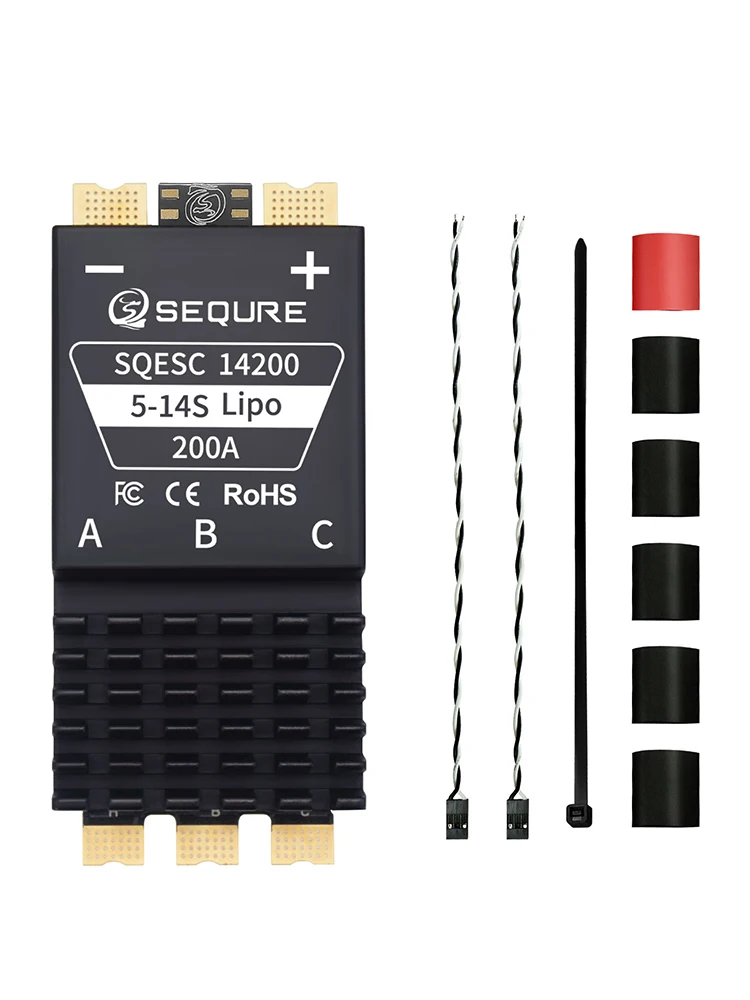 SEQURE 14200 borstelloze elektronische snelheidsregelaar 5-14S Lipo-voeding 200A ESC voor drones met meerdere rotoren RC auto's surfplanken - afbeelding 2