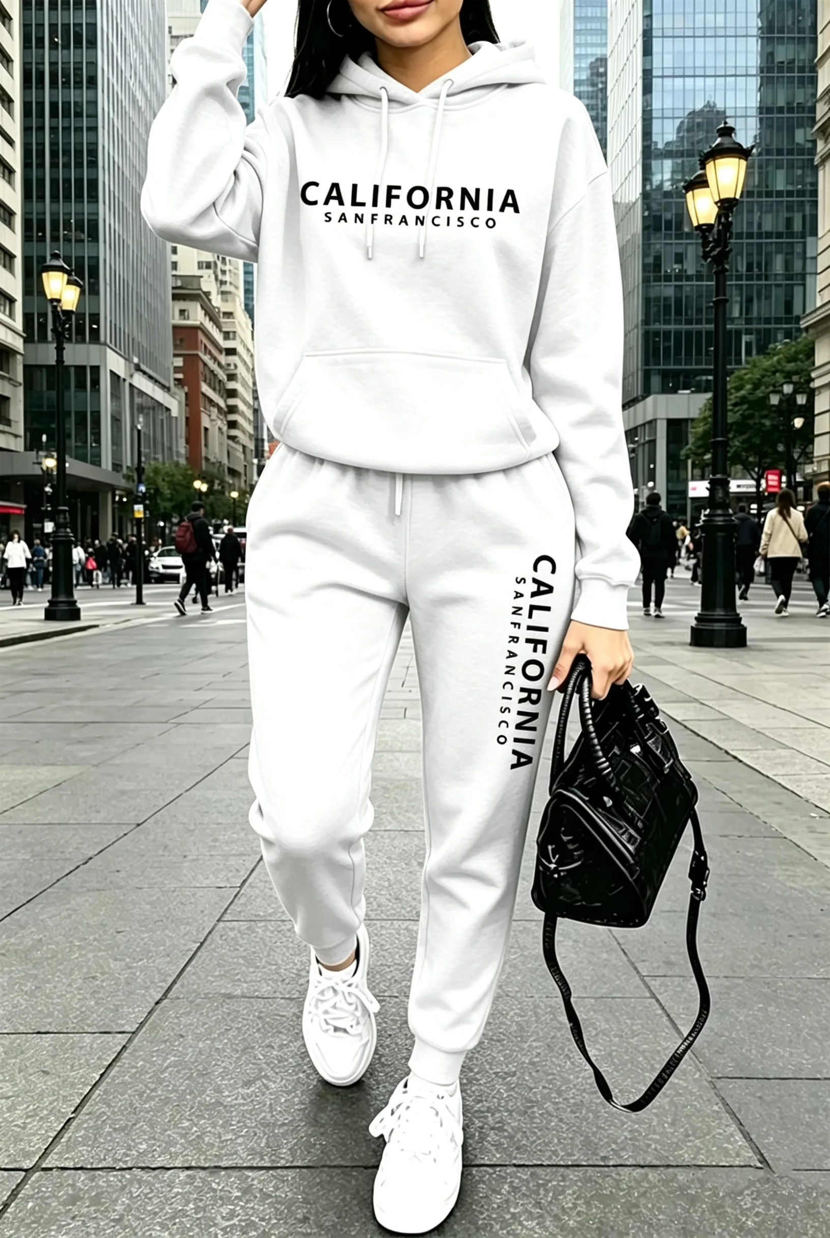 Fall Winter Womens Outfits Street Casual Hooded Sweatshirts Outdoors Sports Jogging Clothing Hot Sales Single Piece Hoodie Pants view 5