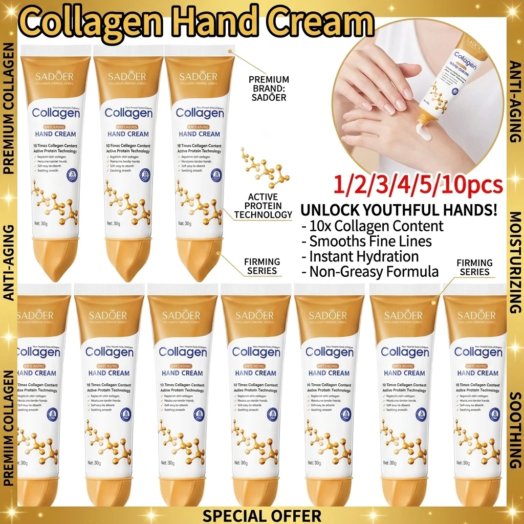 SADOER 1/2/3/4/5/10/20PCS *30g Collagen Hand Cream Skin Soften Nourish Moisturizing Korean Skin Care Cracked Repair Products