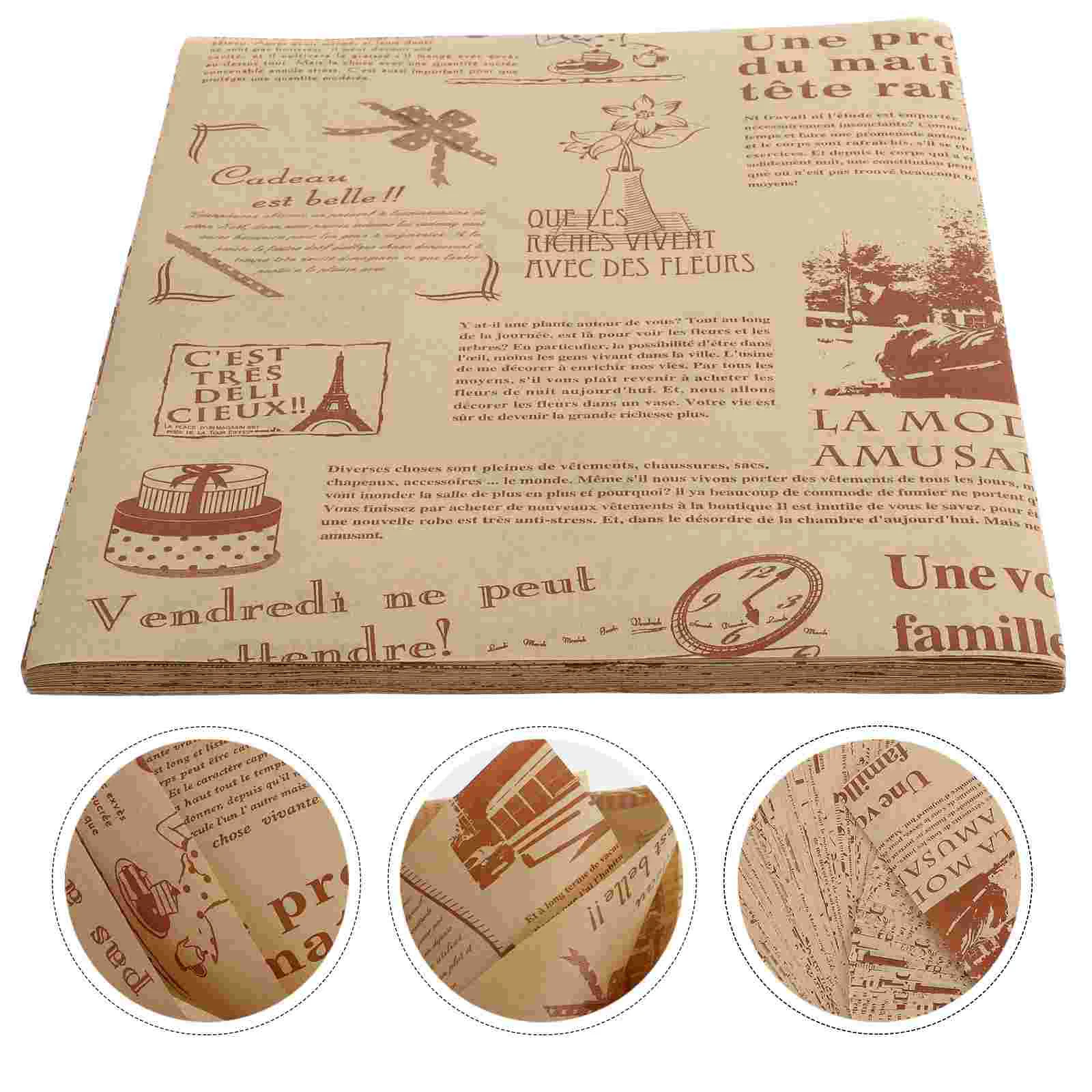 

200 Pcs Silicone Paper Roll Liner Baking Heat Resistant Bread for Non-stick Fryer Pad English Newspaper