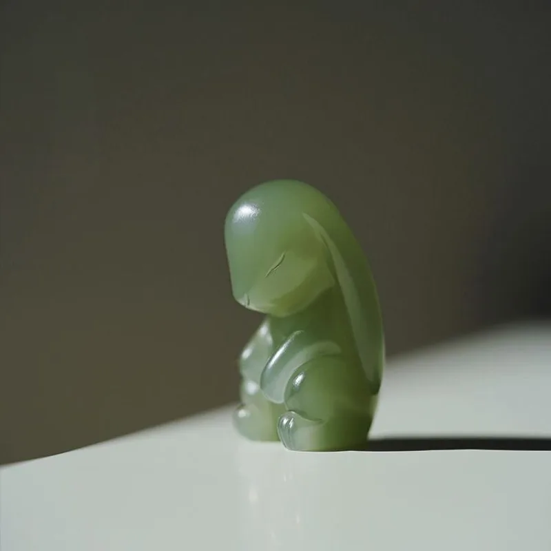 Doğal Hetian yeşim rüya tavşan kolye, yaratıcı bebek kolye, el işi, erkek ve kadın, çiftler, el sanatları