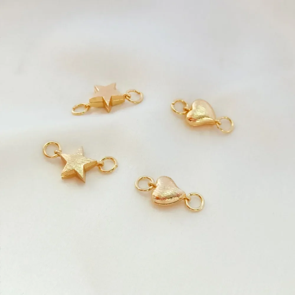 سوار بمشبك مغناطيسي على شكل نجمة خماسية غير لامعة من الذهب عيار 14 قيراط مع توصيل نهائي لرأس QQ، DIY يدويًا