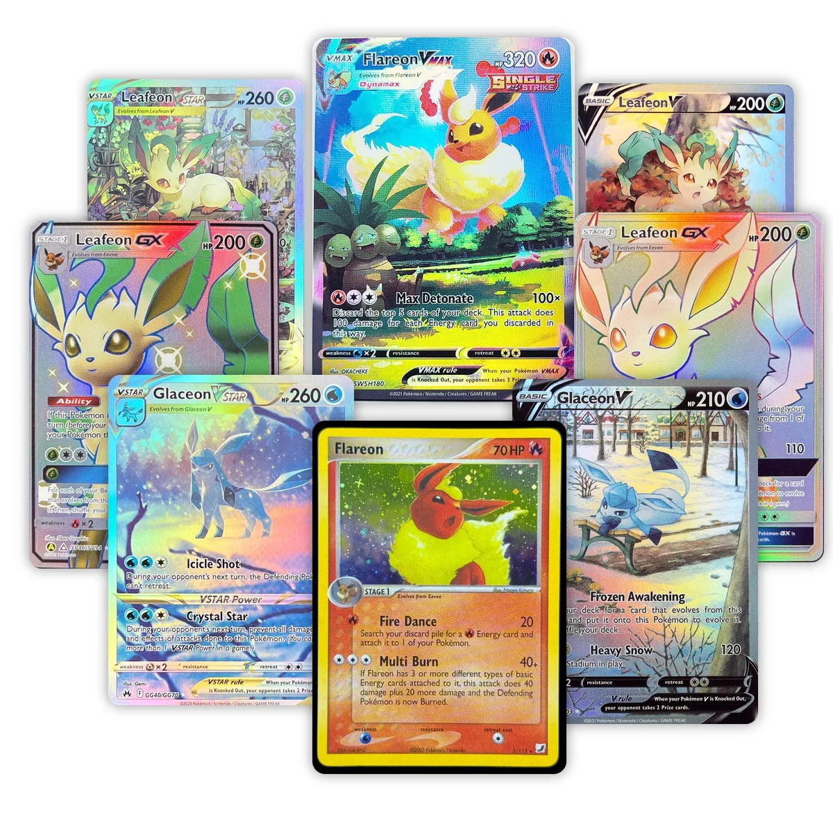 PKM Proxy Crown Zenith(CRZ) Evolving Skies(EVS) Flareon/Leafeon/Glaceon Cartes de collection rares holographiques et non-holographiques, cadeaux et jouets PTCG
