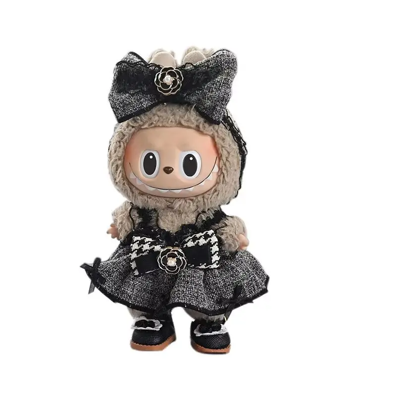 Tylko ubranka dla lalek 17cm Labubu ubranka dla dzieci Labubu pudełko z niespodzianką wisiorek pluszowa wysokiej jakości dekoracja zabawkowa uroczy zestaw prezent dla dzieci