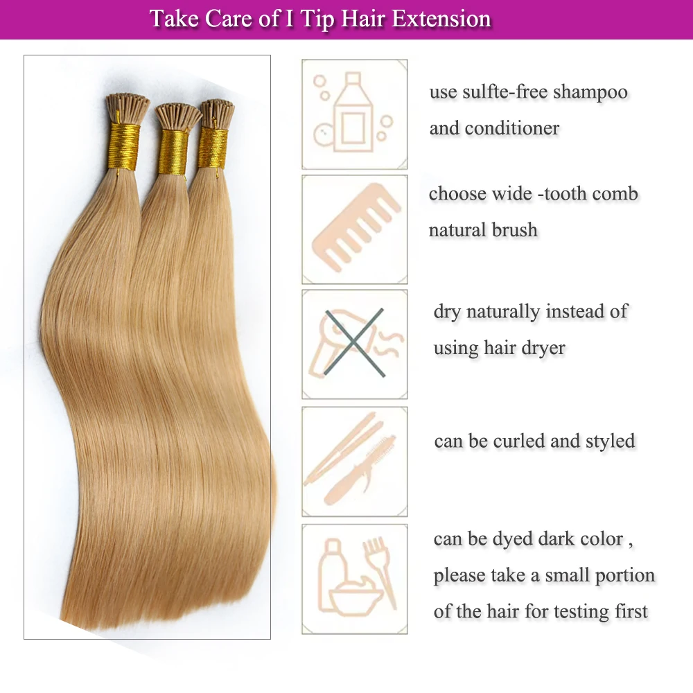 I تلميح وصلات شعر طبيعية مستقيمة شعر بشري حقيقي 50 جرام/الحزمة شعر الكيراتين 18-24 بوصة
