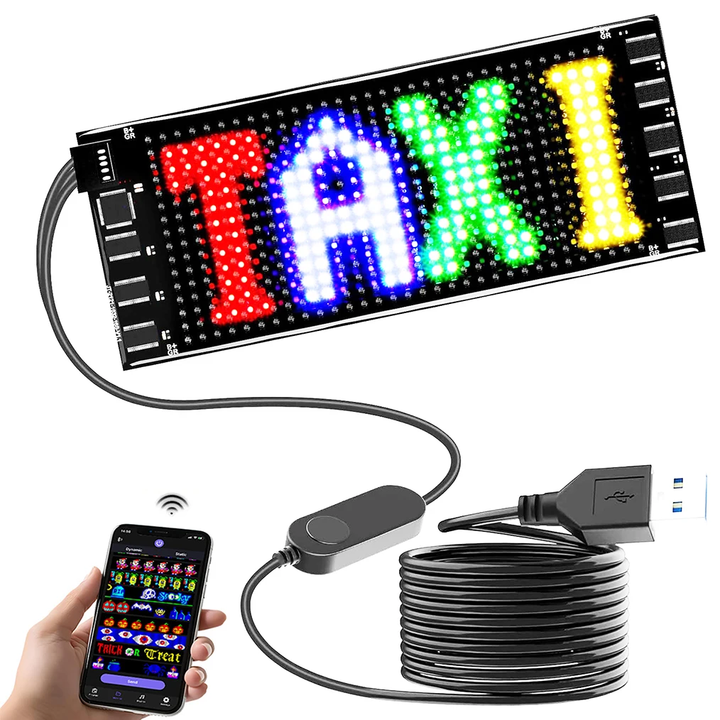 Smart Scrolling RGB LED Matrix Panel Advertising Message Board LED Sign USB 5V Bluetooth Lamp With Remote For Car DIY Logo Sign