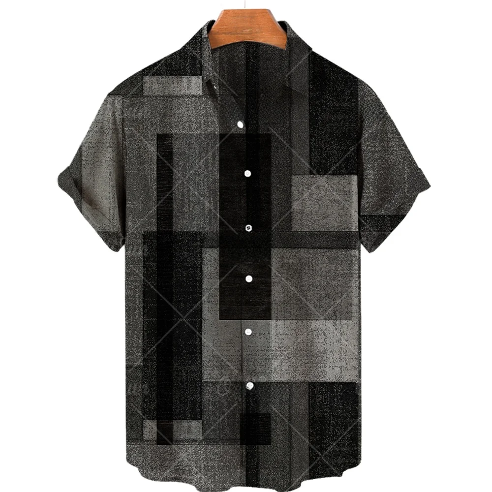 

Fashionable 3D Printed Lapel Short Sleeve Shirt for Men Stylish Printed Collar Men's Shirt Spring Summer Casual Loose Fit