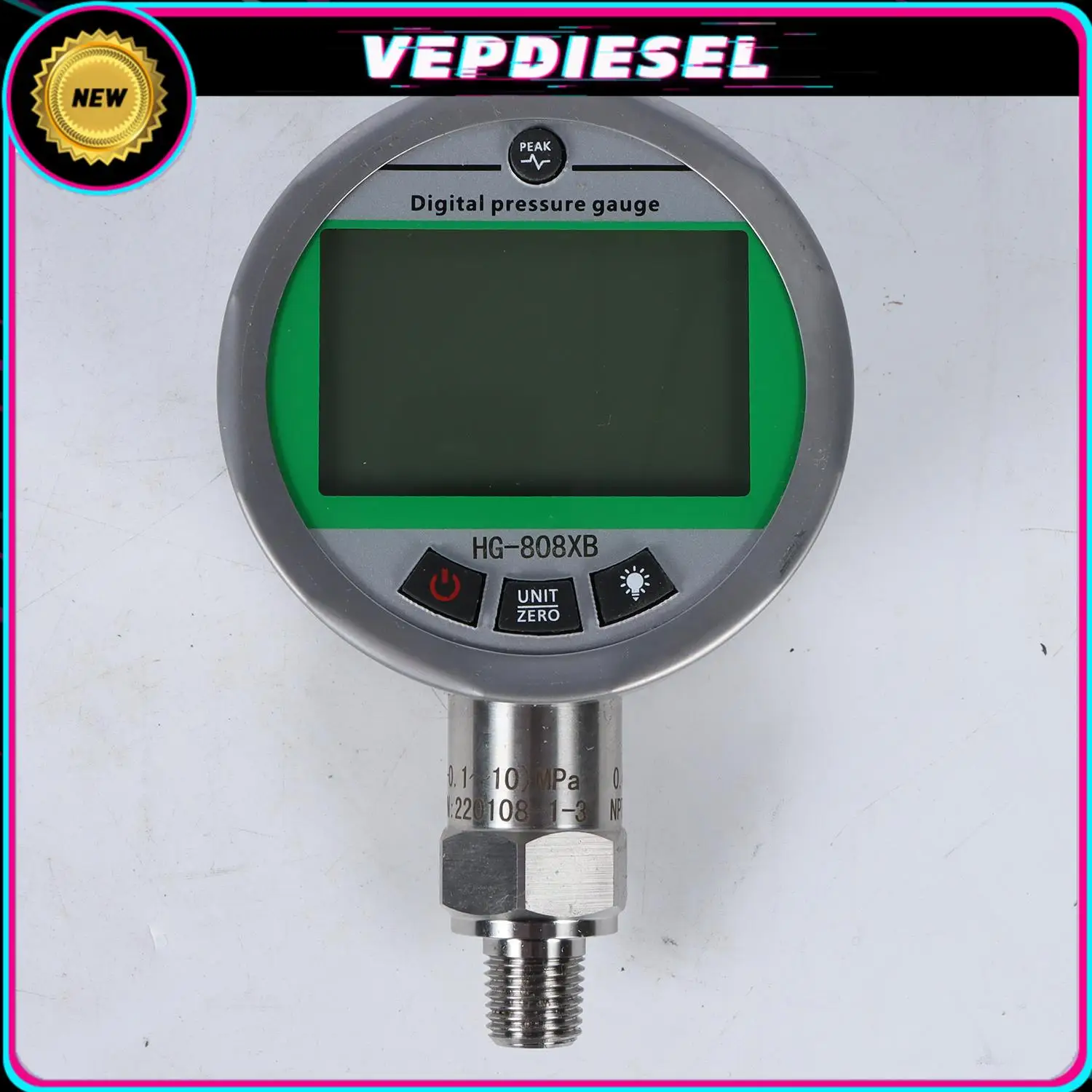 

Digital Hydraulic Pressure Gauge -0.1-10MPA/1450PSI NPT1/4 Interface 1%FS Accuracy Hydraulic Air Gas Water Oil Pressure Gauge