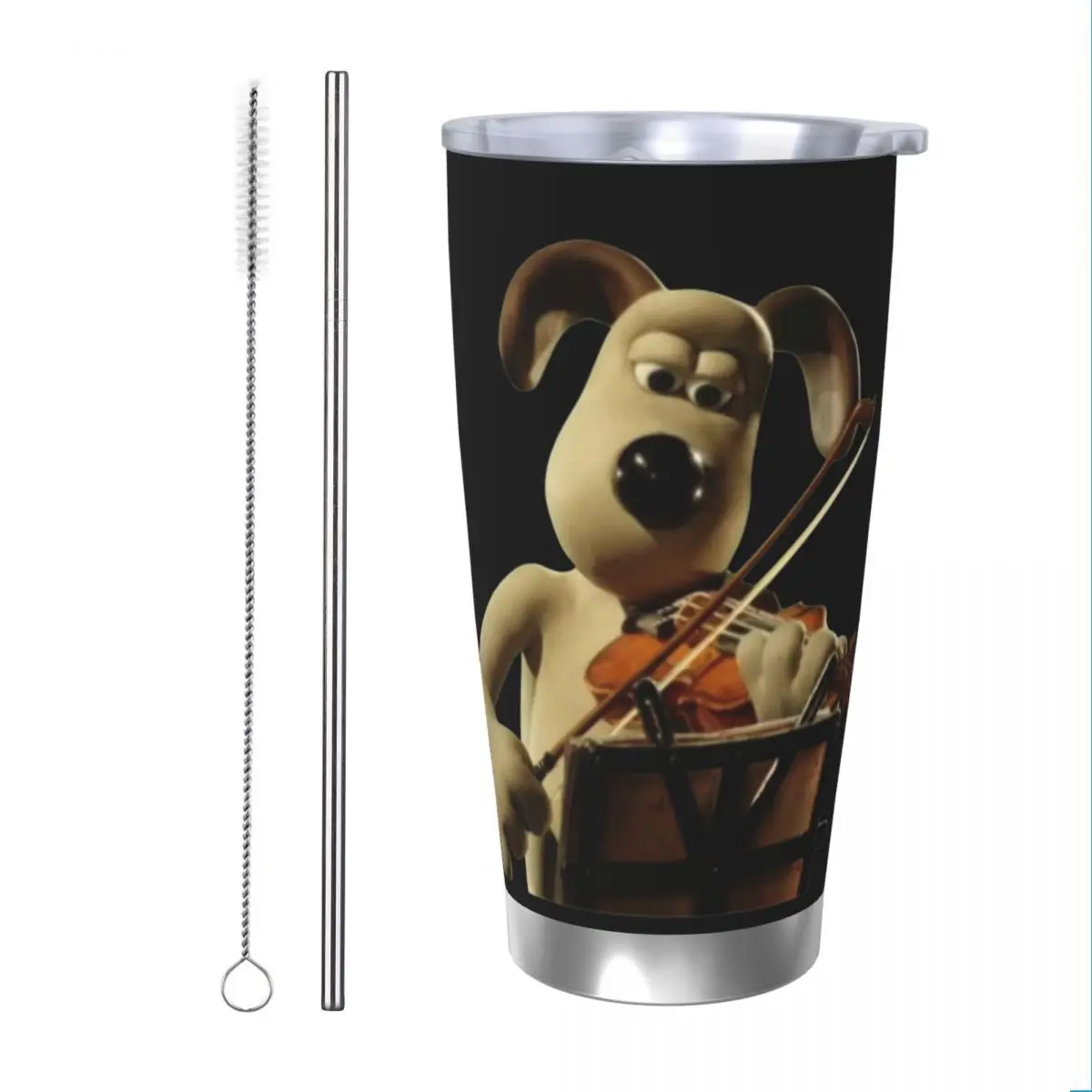 Wallace And Gromit Art Tumbler Vacuum Insulated Cartoon Coffee Cups with Lid Straw Car Mugs Hot Cold Drink, 20oz