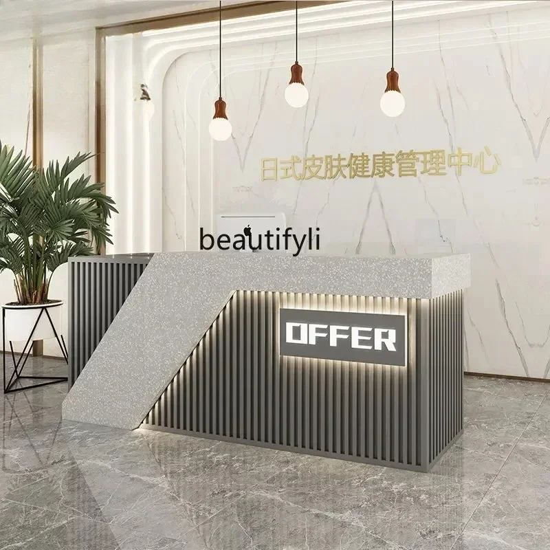 FG10Beauty Salon New Chinese Style Log Bed & Breakfast Reception Desk Studio Yoga Club Cashier Counter Bar Counter